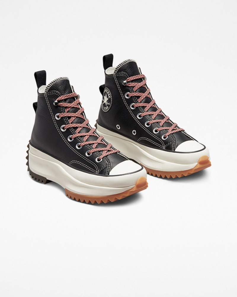 Converse Run Star Hike Platform Leren Zwart | 6327-TLHKG