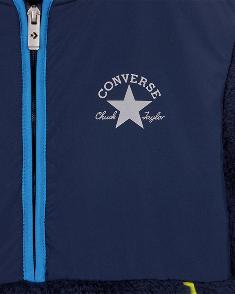 Converse Sherpa Half Zip Jacket Donkerblauw | 8153-XOMLT