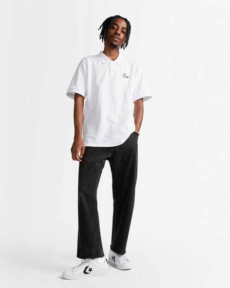 Converse Shoe Patch Polo Shirt Wit | 0618-LAHMI