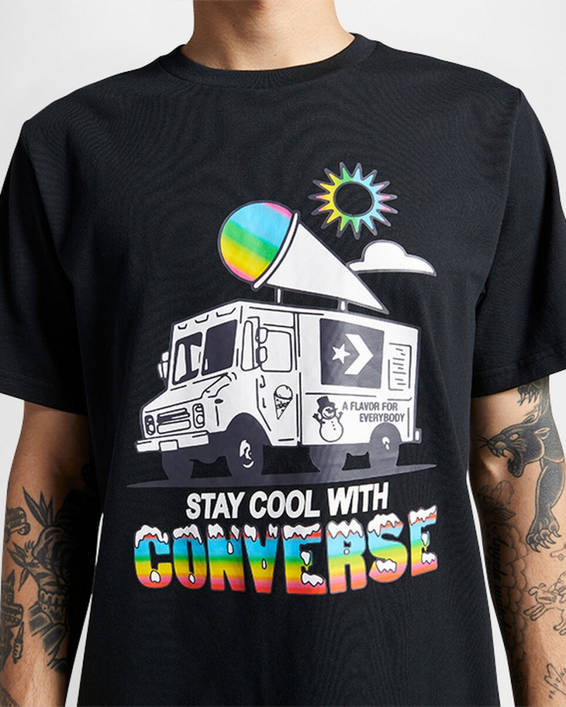 Converse Snow Cone Grafische Loose-Fit T-Shirt Zwart | 2715-MOWEK