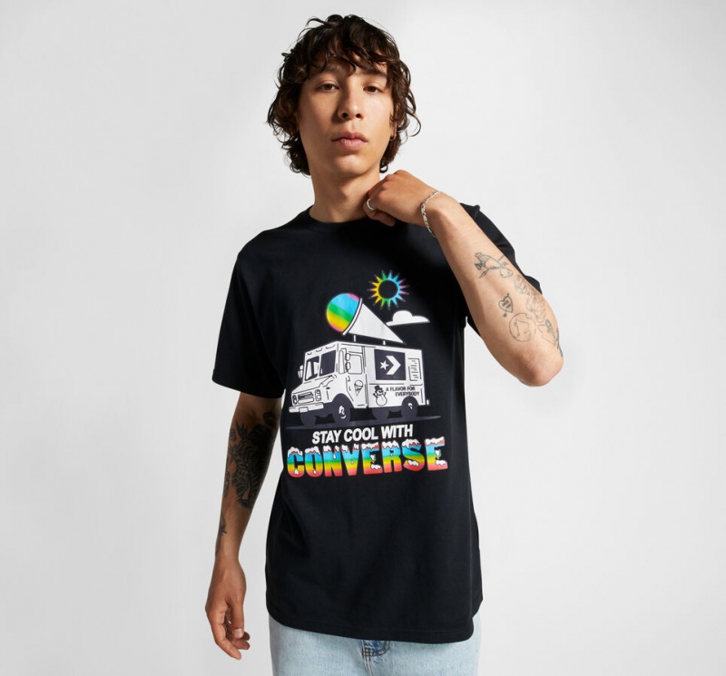 Converse Snow Cone Grafische Loose-Fit T-Shirt Zwart | 2715-MOWEK