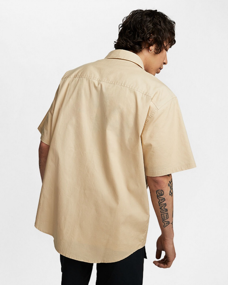 Converse Woven Cargo Shirt Oatmilk | 9574-LTJHM