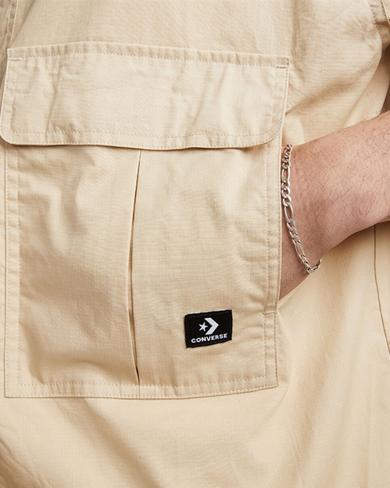 Converse Woven Cargo Shirt Oatmilk | 9574-LTJHM