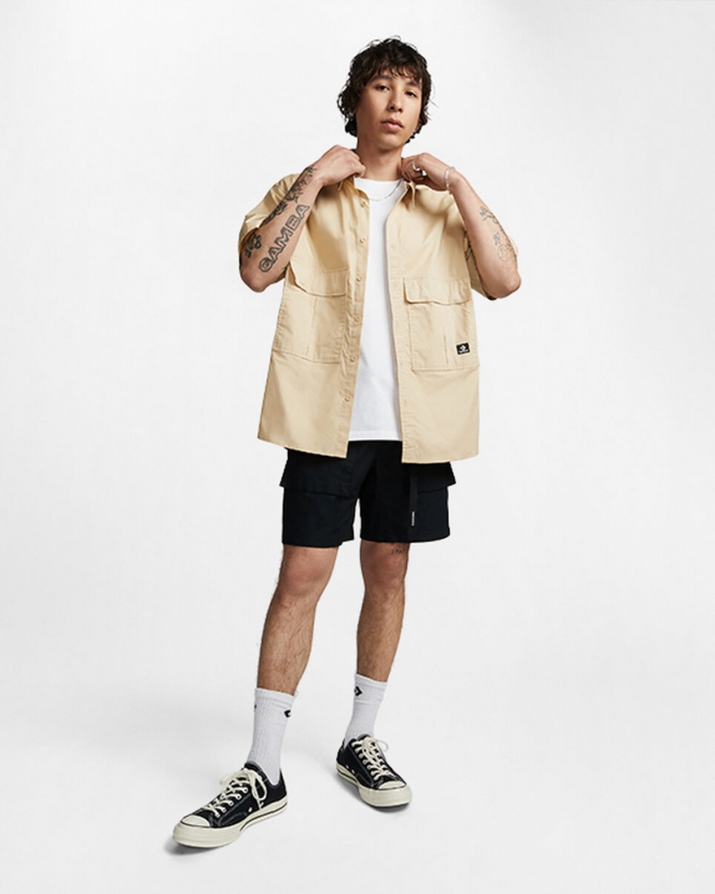 Converse Woven Cargo Shirt Oatmilk | 9574-LTJHM