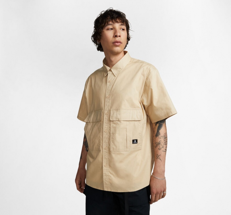 Converse Woven Cargo Shirt Oatmilk | 9574-LTJHM